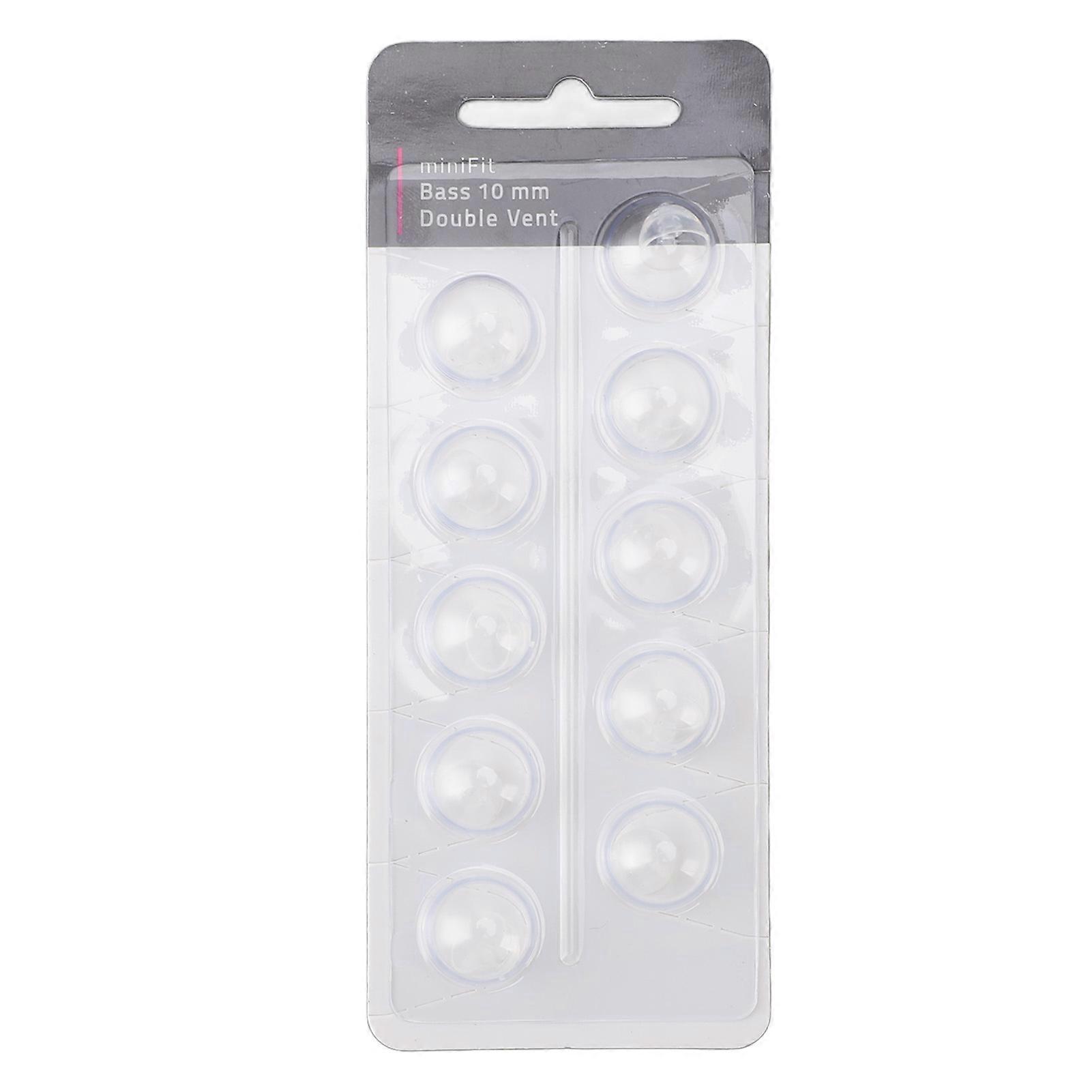 Lot de 10 dômes de rechange en silicone à double ventilation pour caisson de basses MiniFit, transparents, taille moyenne, 10 mm