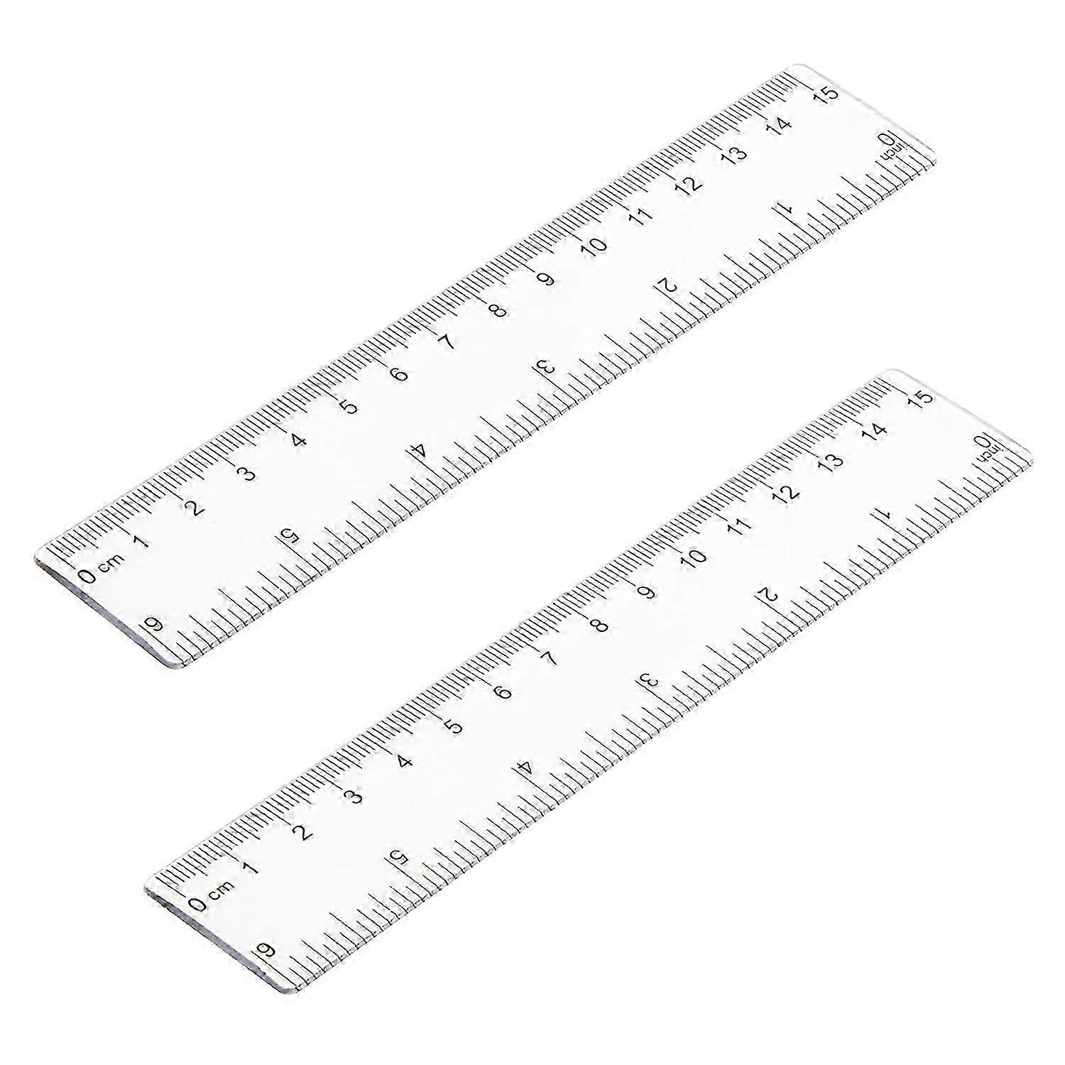 2-Pack 6 Inch Shatterproof Transparent Ruler for Office Use 15CM(Clear)