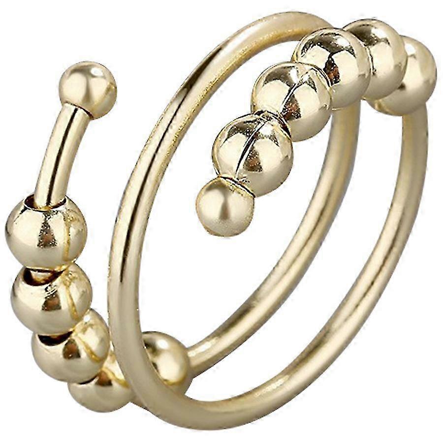 Adjustable Gold Tone Open Ring for Women, Double Layer Minimalist Design 2025