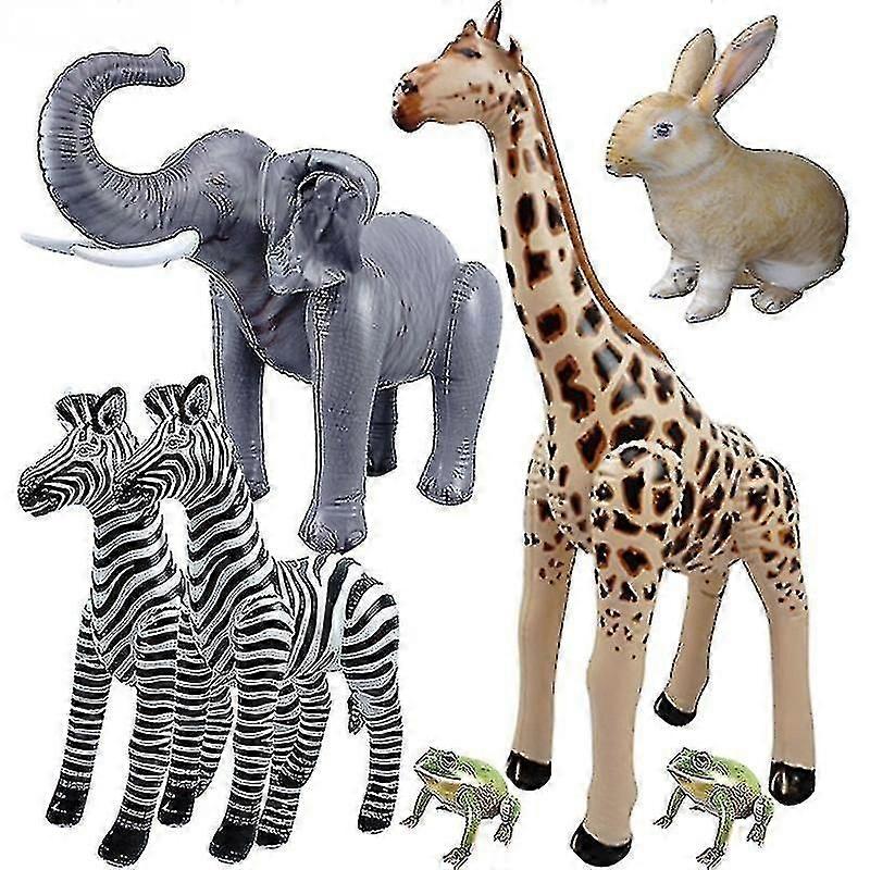 Jungle Safari Décorations de fête d’anniversaire avec de grands ballons animaux gonflables - Girafe Zèbre Éléphant Lapin Grenouille