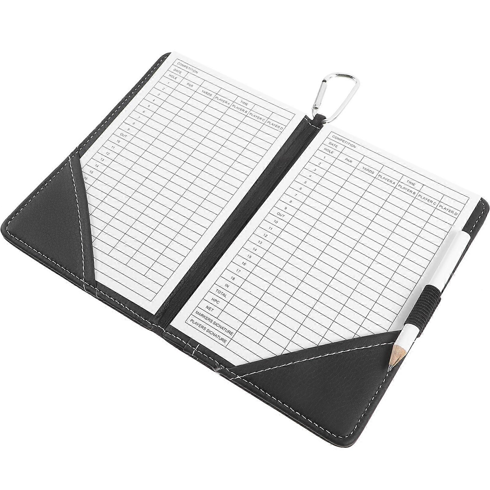 Scorebook 1Set Black PU Stylish Golfs Scorebook Flat-Folding for Record Use