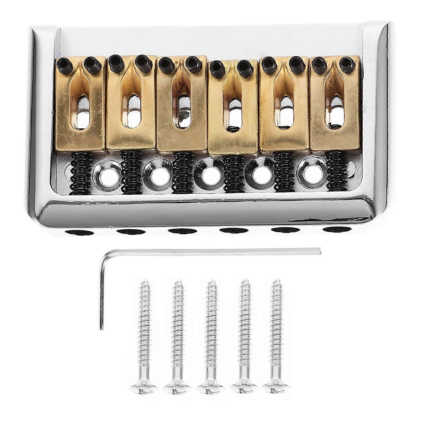 6 String Fixed Bridge Set with Wrench and Screws for Electric Guitar Replacement Parts Golden