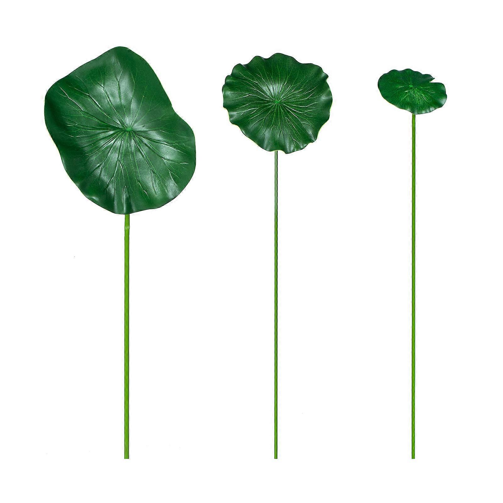 Artificial Lotus Leaf with Pole for Fishpond Decoration, Fake Floating Lily Pads for Outdoor Water Features in Gardens and Courtyards