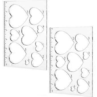 2pcs 9 en 1 Coeur Incrustation Modèle Routeur Pochoirs Modèle Acrylique Modèles Échelle De Dessin Règle Outil De Dessin Outil De Mesure Pour Bureau Scolaire Home Sup