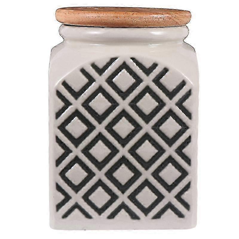 checkered pattern grain storage container for food kitchen with sealed lid, ideal for loose tea, coffee beans, and dried fruits, featuring a