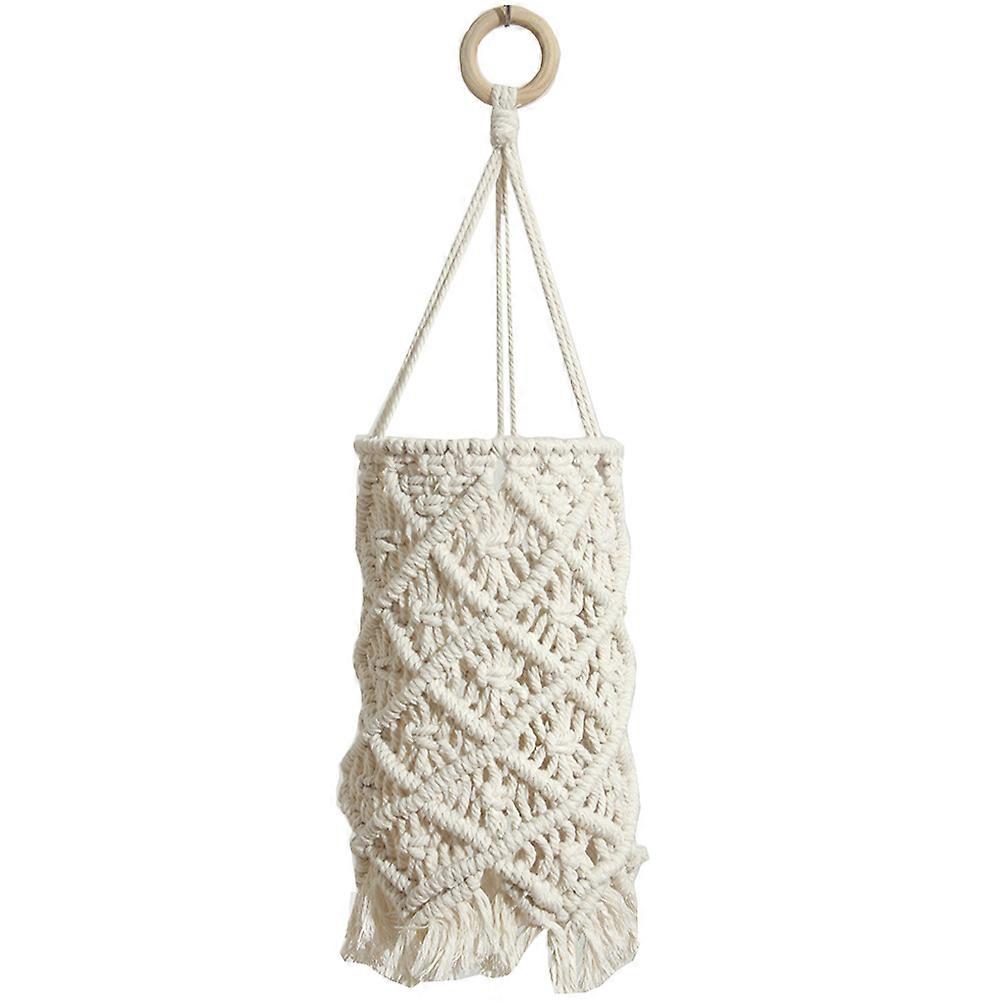 Small Macrame Lamp Shade Bohemian Style Ceiling Lamp Tassel Shade Light Cover 30X15X15CM 1Set