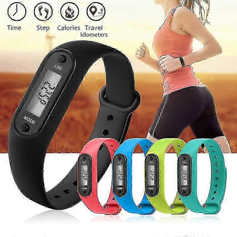 Fitness Tracker Lcd Digital Pedometer Walking Step Calorie Counter Wrist Watch