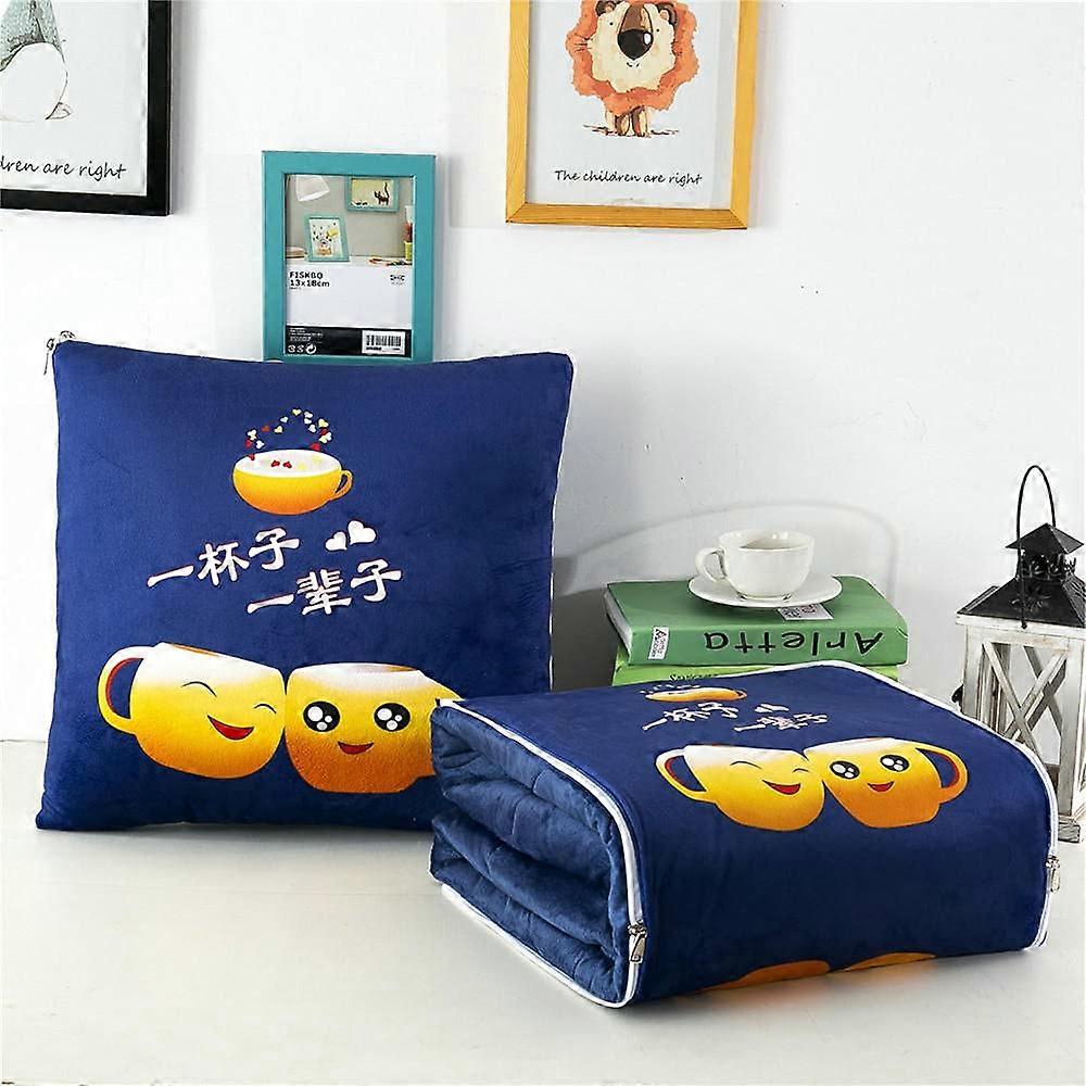 Cushion Blanket 2 in 1 Travel Blanket and Pillow Soft Warm Neck Support Cushion for Sofa Bed Office Chair Nap Mat
