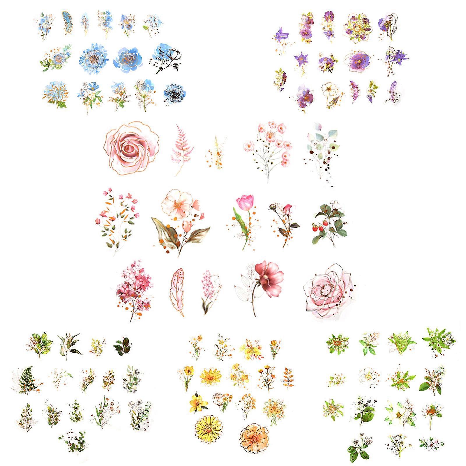 Flower Sticker Set Diy Craft Decoration Assorted Color Floral Shape Scrapbooking Supplies 180Pcs
