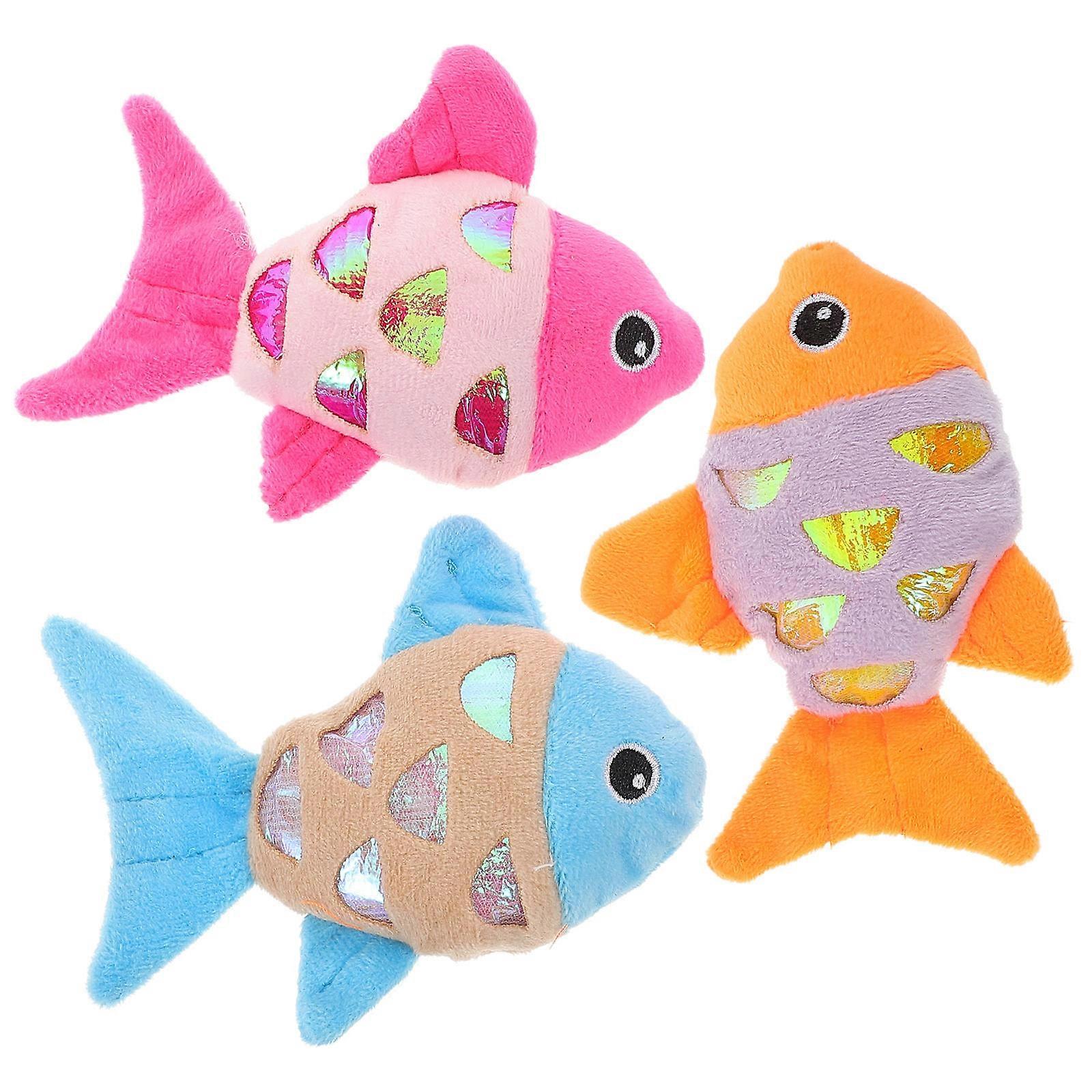 Fish Plush Toy for Cat Catnip Toy Fish Indoor Playtime Bright Colors Prevents Scratching Furniture 3Pcs