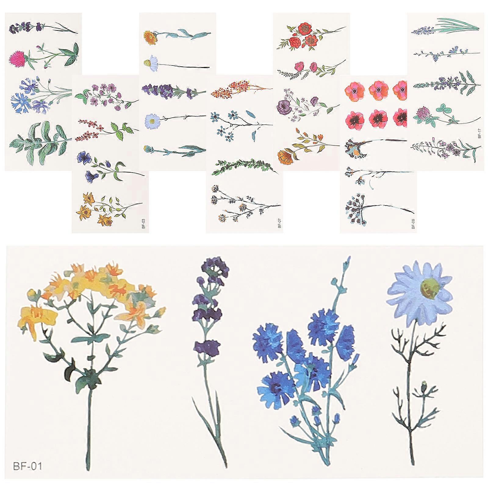 Body Stickers Floral Stickers for Performance 8Sheets