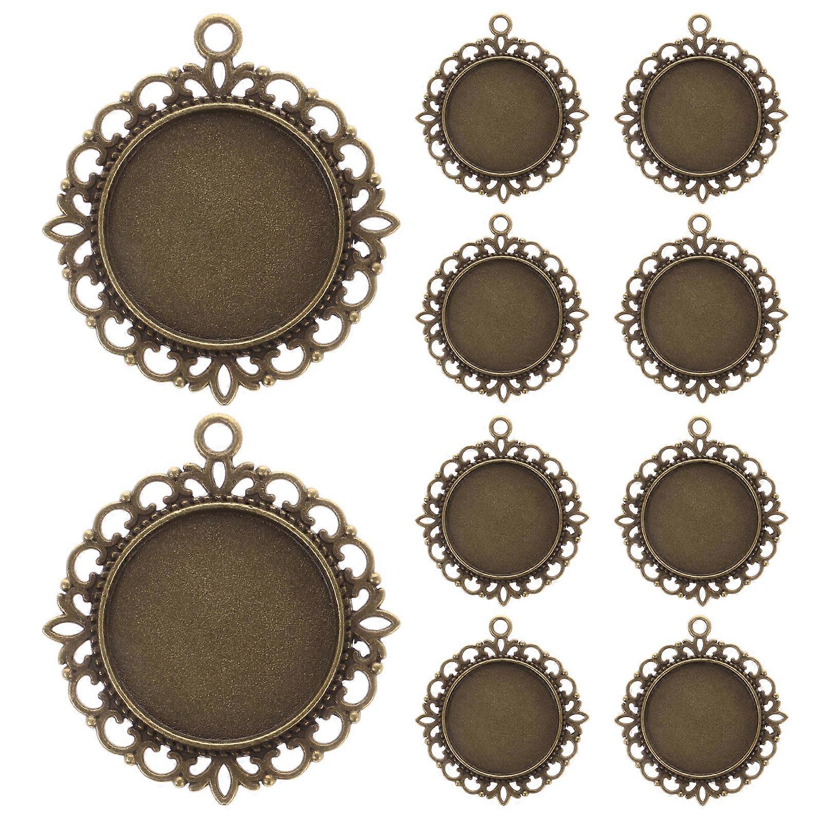 Blank Tray Bezel Pendant Oval Shape Antique Bronze Plated Alloy Diy Crafting Bottom Bracket Accessories For Artists 10Pcs