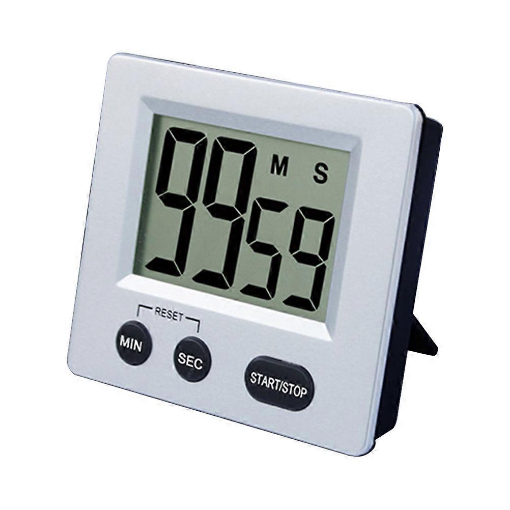Electronic Alarm Clock Student Multi Function Kitchen Countdown Timer Desktop Use Metal Rectangular 1Pack