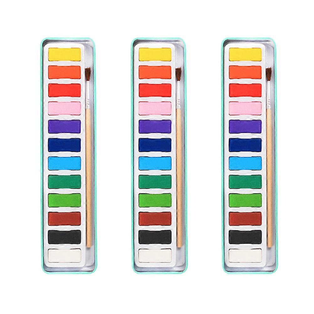 Beginner Watercolor Kit Solid Watercolor Paint Students Washable Iron Box Watercolor Pigment Set 3Pack