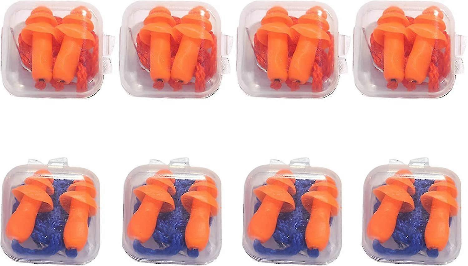 Earplug, Silicone Earplug, Swimming Earplugs, Reusable Silicone Earplugs, with Rope, for Sleeping Hearing Protection, 8 Pairs(Orange and Blue)