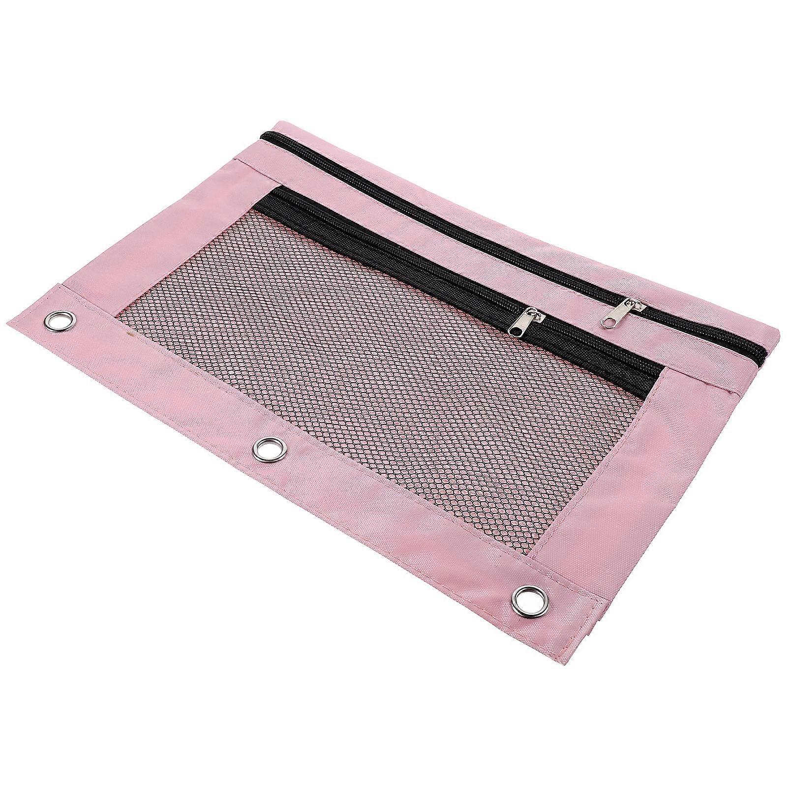 Large Capacity Transparent Binder Pencil Pouch with Mesh Zipper and Double Pocket Organizer for School, Office, and Travel Use