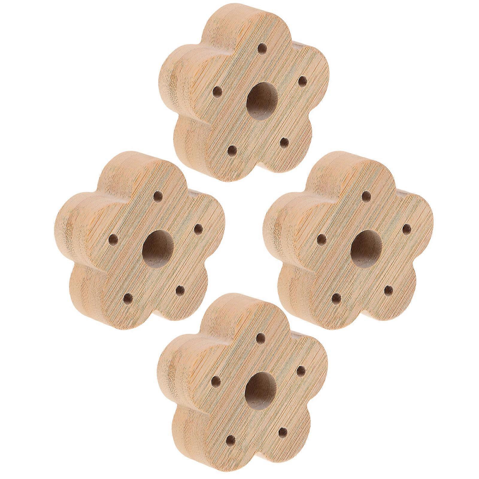 Bamboo Toothbrush Stand Flat Bottom Reasonable Structure 4Pcs
