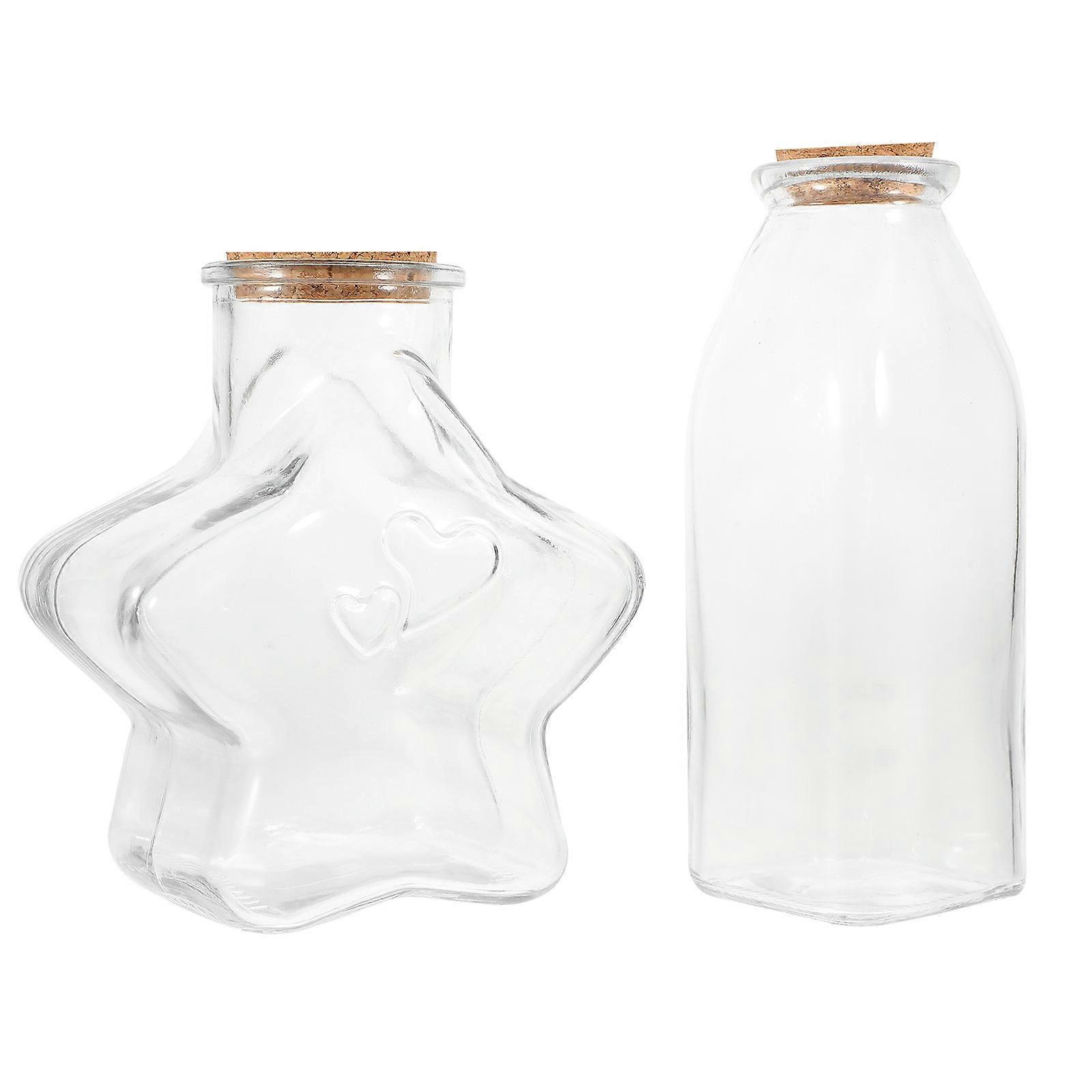 Dekorativ Flaske Glas Ønskeflasker Bryllup Scener Firkantet Form Assorteret Farve 2stk