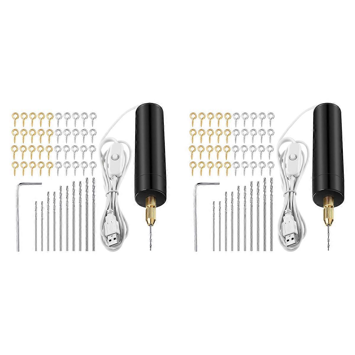2X Electric Resin Drill Set,Including Eye Screws,Twist Drill Bits Tools,Electric Drill for DIY Keych