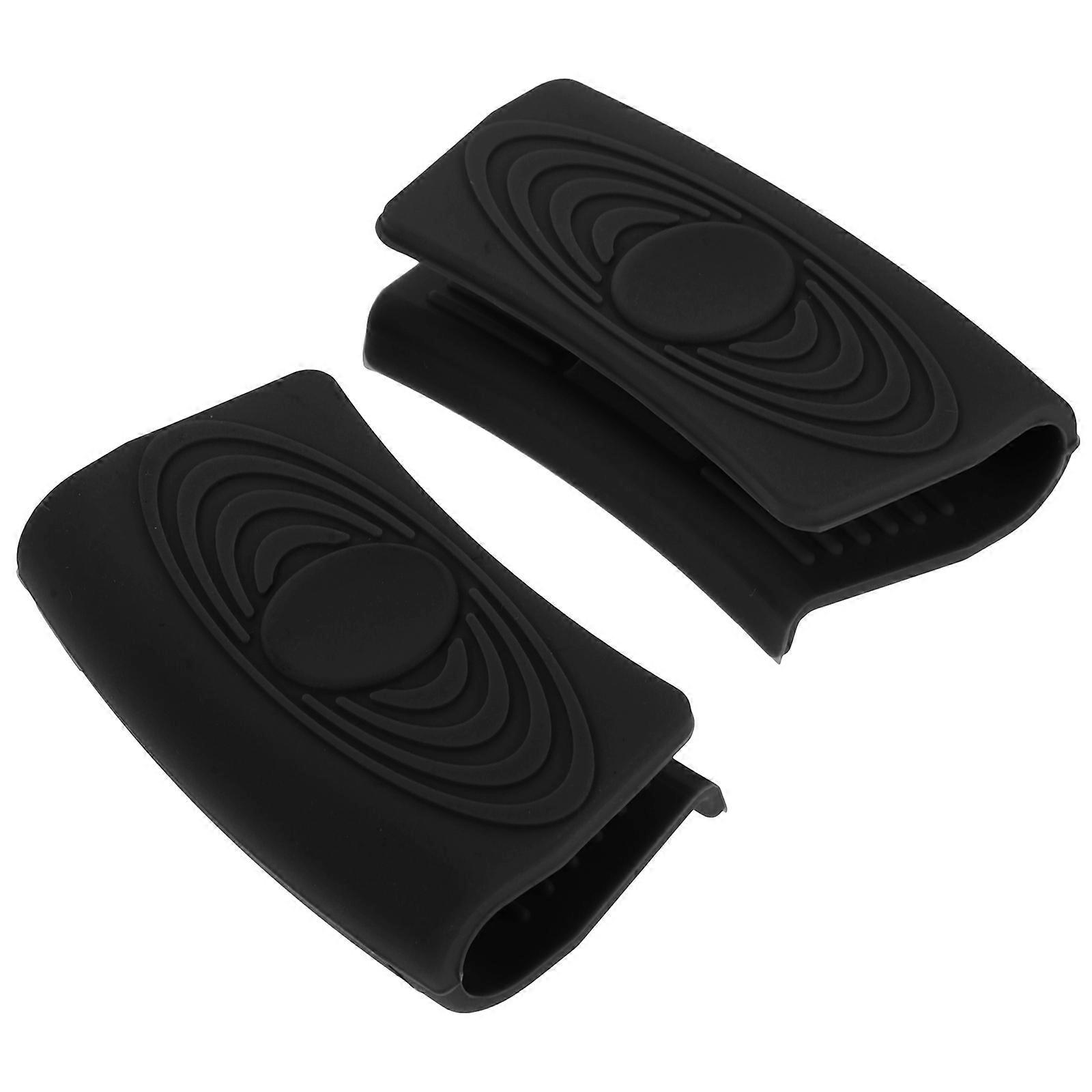 Silicone Anti-Scald Pot Handle Hands Handling Hot Pots and Pans Black 8.00X4.00X2.00cm 2Pcs