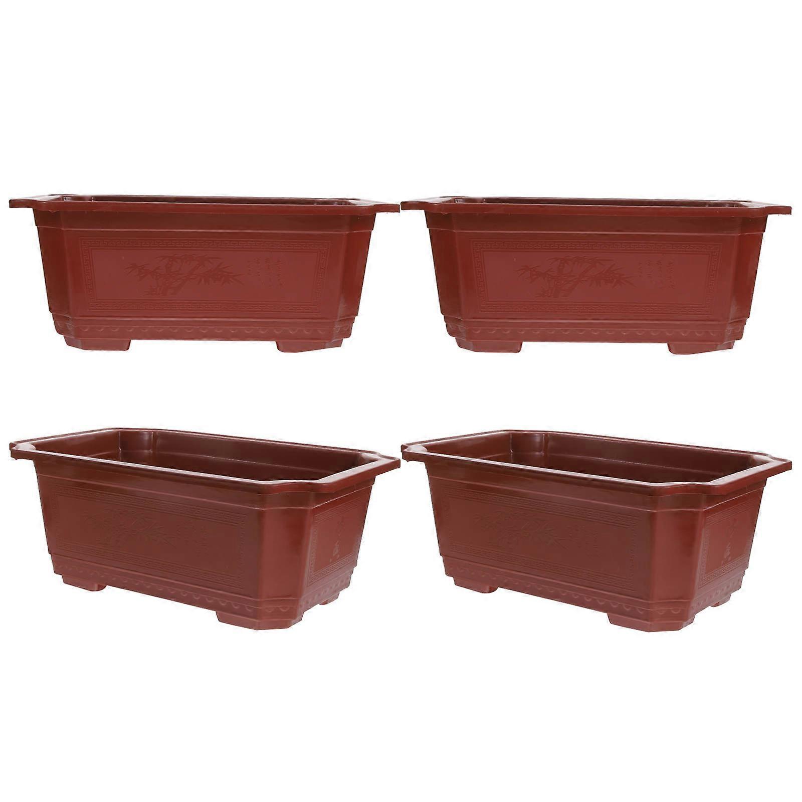 Classical Bonsai Pots For Outdoor Garden Use Rectangular Shape 4Pcs