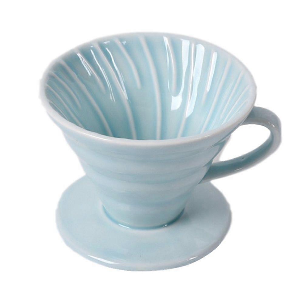 1pc Ceramic Cone Shape Design Coffee Filter Cup Coffeepot Handmade Coffee Maker for Home Office (Sky-blue for 1-4 People Use)