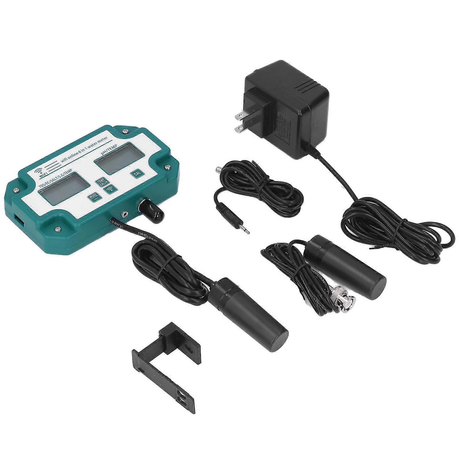 Online 6 in 1 Water Quality Tester Online Wireless Remote Monitoring PH SG EC Meter Digital Multiparameter for AquariumUS Plug 110V