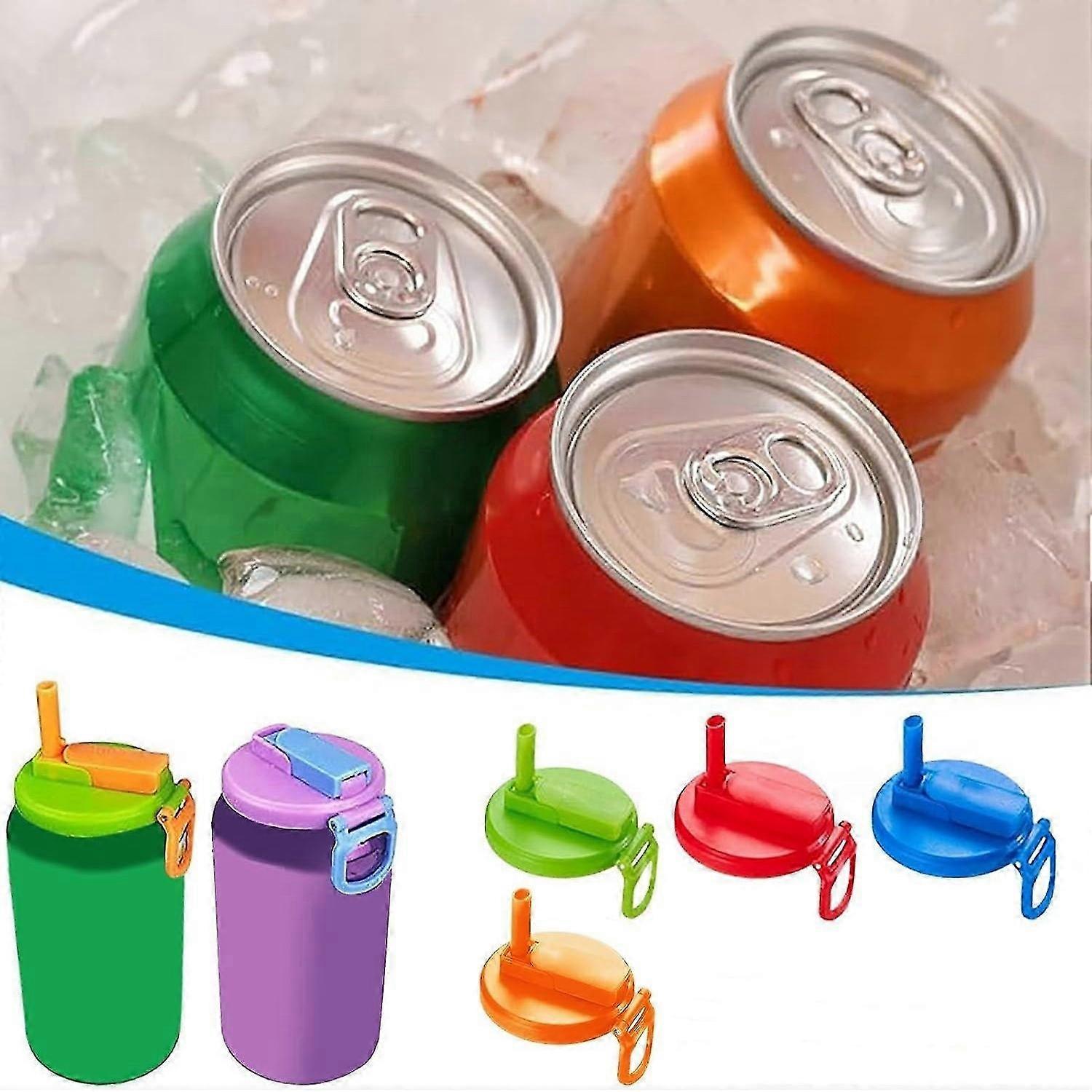 Soda Can Lids, 4Pcs Silicone Straws Soda Can Covers, Can Covers For Soda, BPA-Free Reusable For Fits Standard For Canned Beverage, Beer,Juice