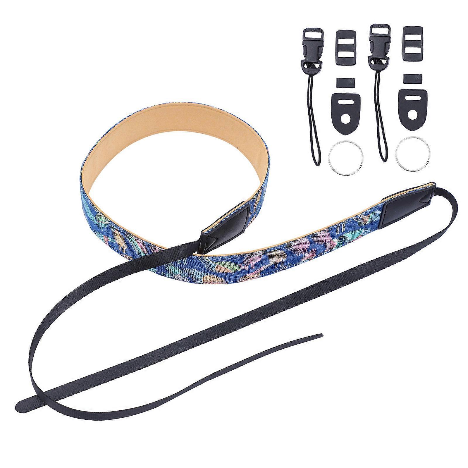 Blue Camera Shoulder Strap with Adjustable Length for Outdoor Use Made of Polyester