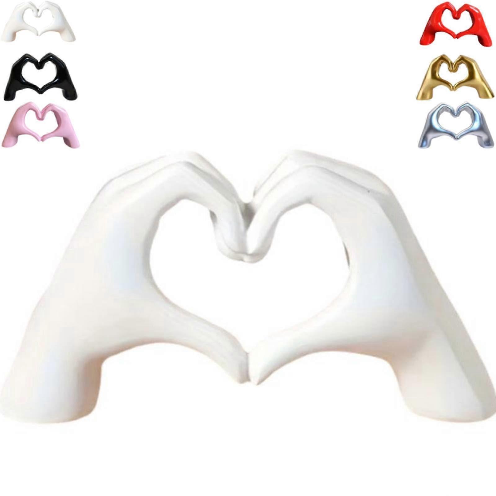 Heart Hands Sculpture Decoration - White Love Hand Statue for Home Decor, Office, Bedroom, Shelf, Coffee Table, Small Ornament