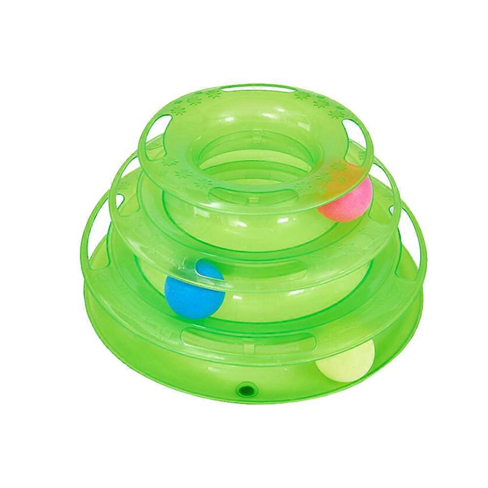 Cat Track Three Level Tracks Toy Interactive Play For Indoor Green 25*25*13cm 1Pack