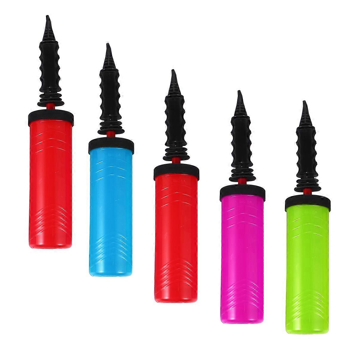 Portable Balloon Inflator Pump Plastic Hand Held For Celebrations Random Color 5Set Non-leaking