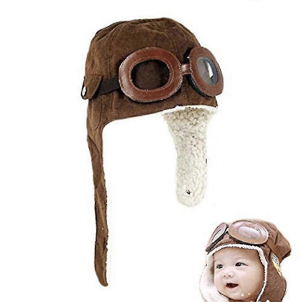 قبعة شتوية Baby Aviator مع نظارات واقية من اللوحات الأذنية مبطنة بالصوف حماية دافئة للأطفال من 0 إلى 24 شهرا