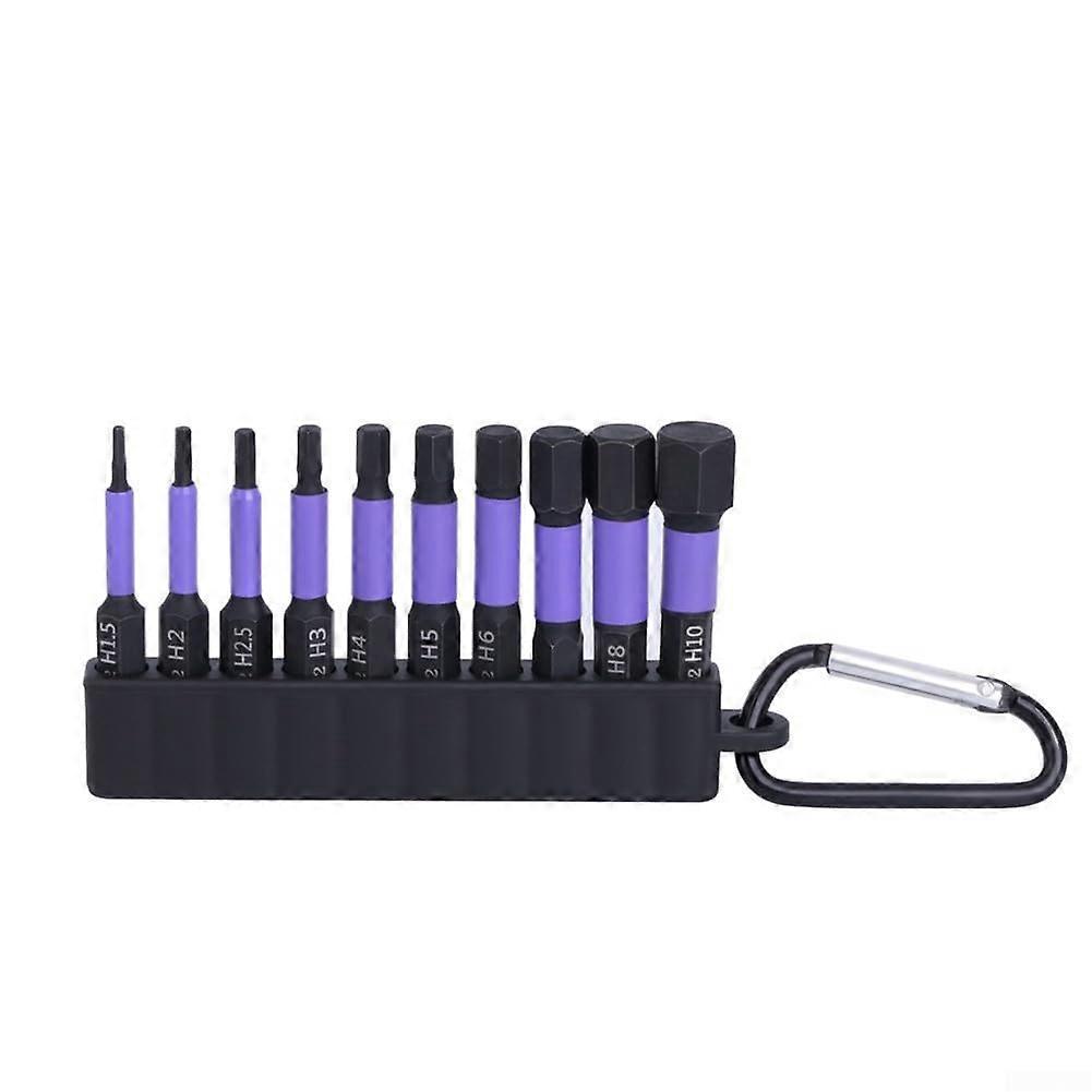 10pcs Hex Key Drill Bit Set Suitable for Screwdriver/Hand Drill,PurpleBlack(C)