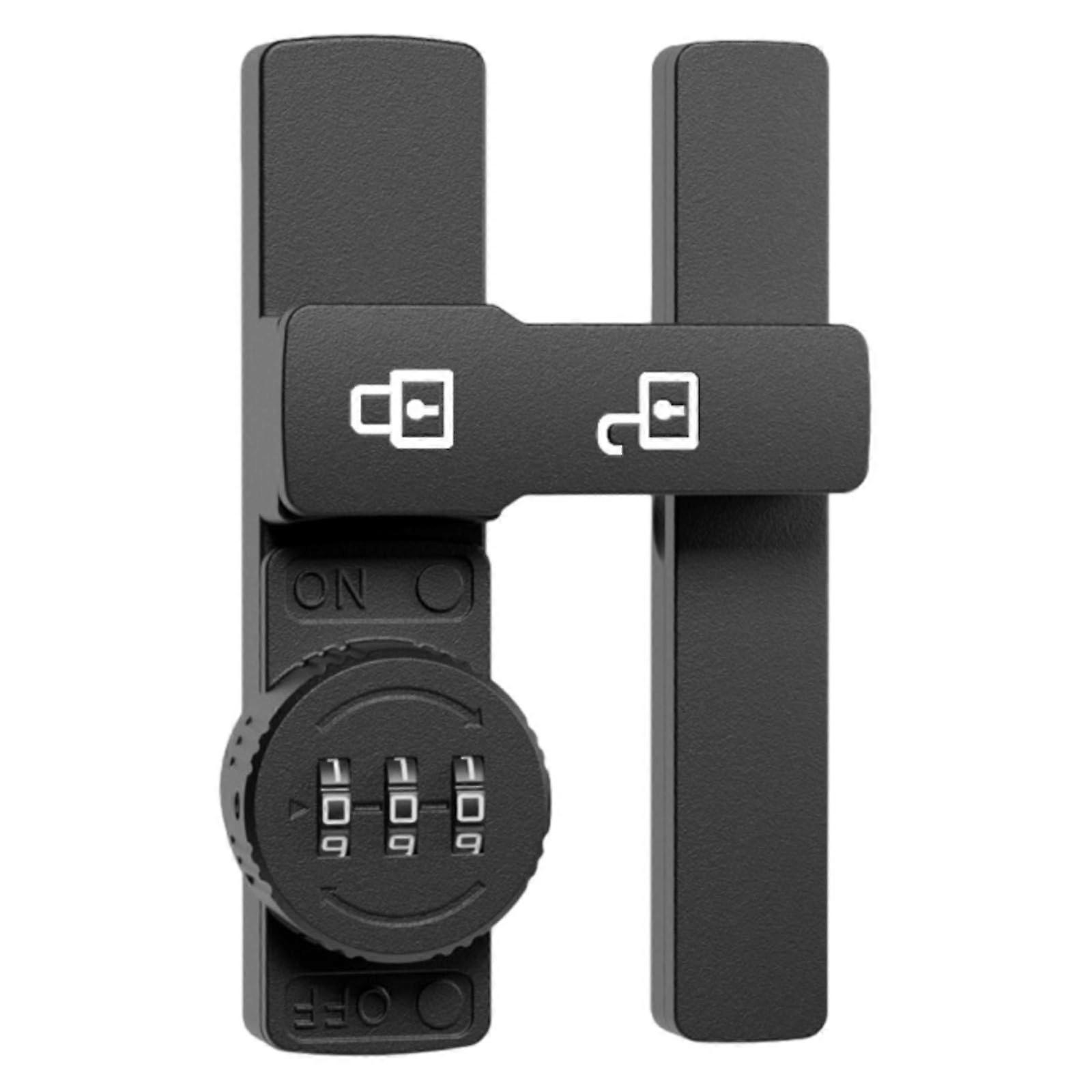 Zinc alloy barn door lock with code, keyless sliding bolt, security, easy installation, black