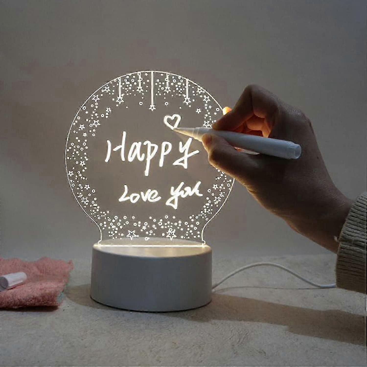 USB Message Board LED Night Light, 3D DIY Writing Lamp with Pen Gift for Kids and Home Decor