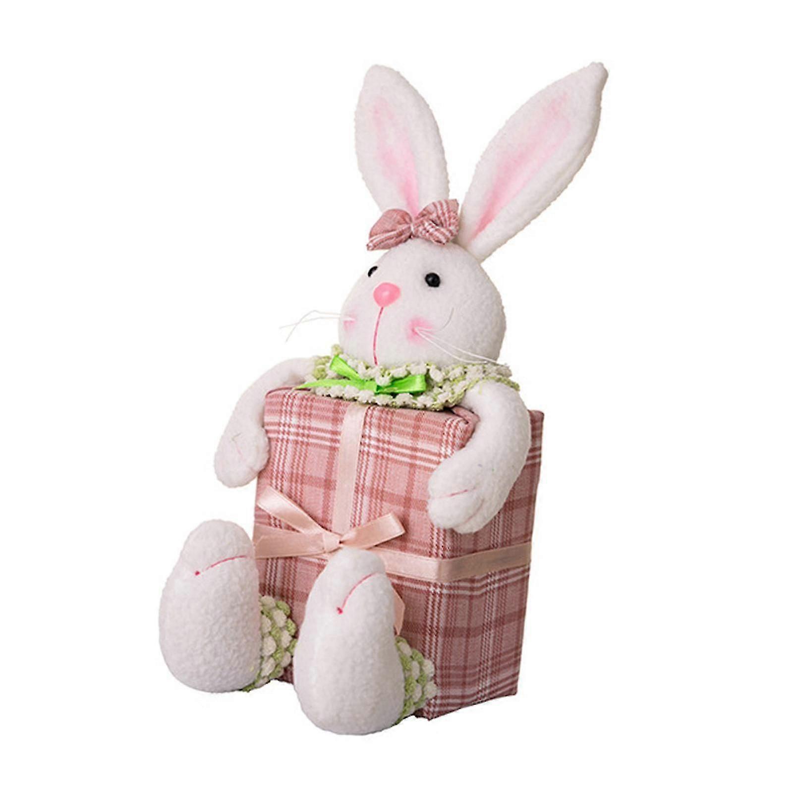 Easter Rabbit Figures Spring Rabbit Figurine Handmade Plush Toy Bunny Statues for Easter Table Centerpieces Spring Decoration