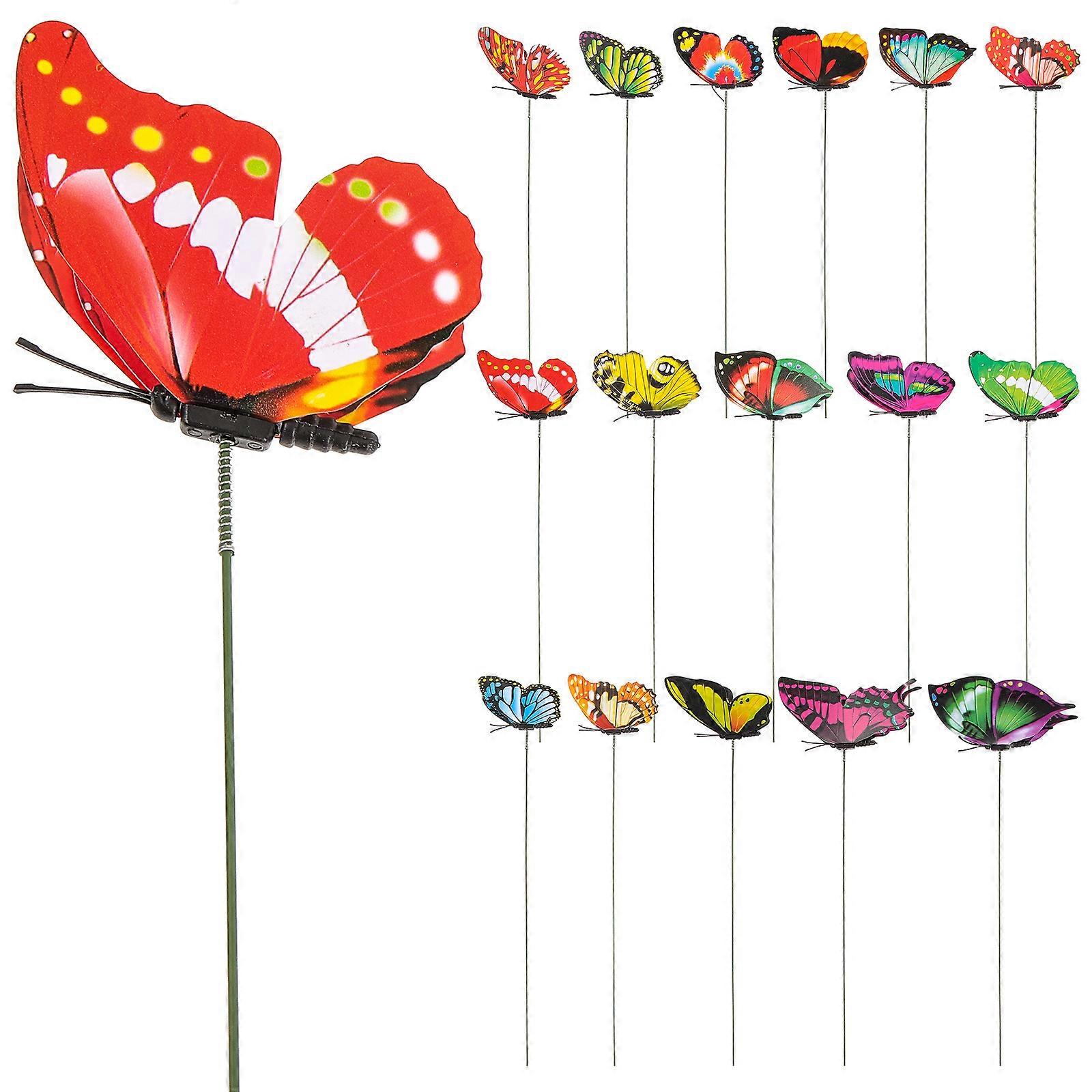 Patio Butterfly Διακόσμηση Πεταλούδες Κήπου Sticks Ιδιοκτήτες Σπιτιού Υπαίθριες Διακοσμητικές Πεταλούδες Ποικιλία Χρώματος 25x10cm 50Τμχ
