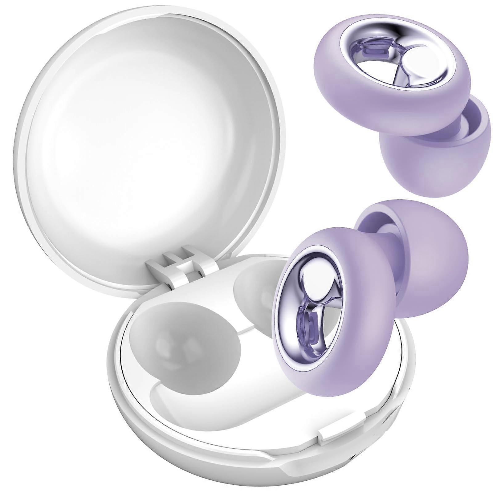 Earplugs for sleeping, noisereducing silicone, reusable, 8 ear tips in 4 sizes (Light purple)
