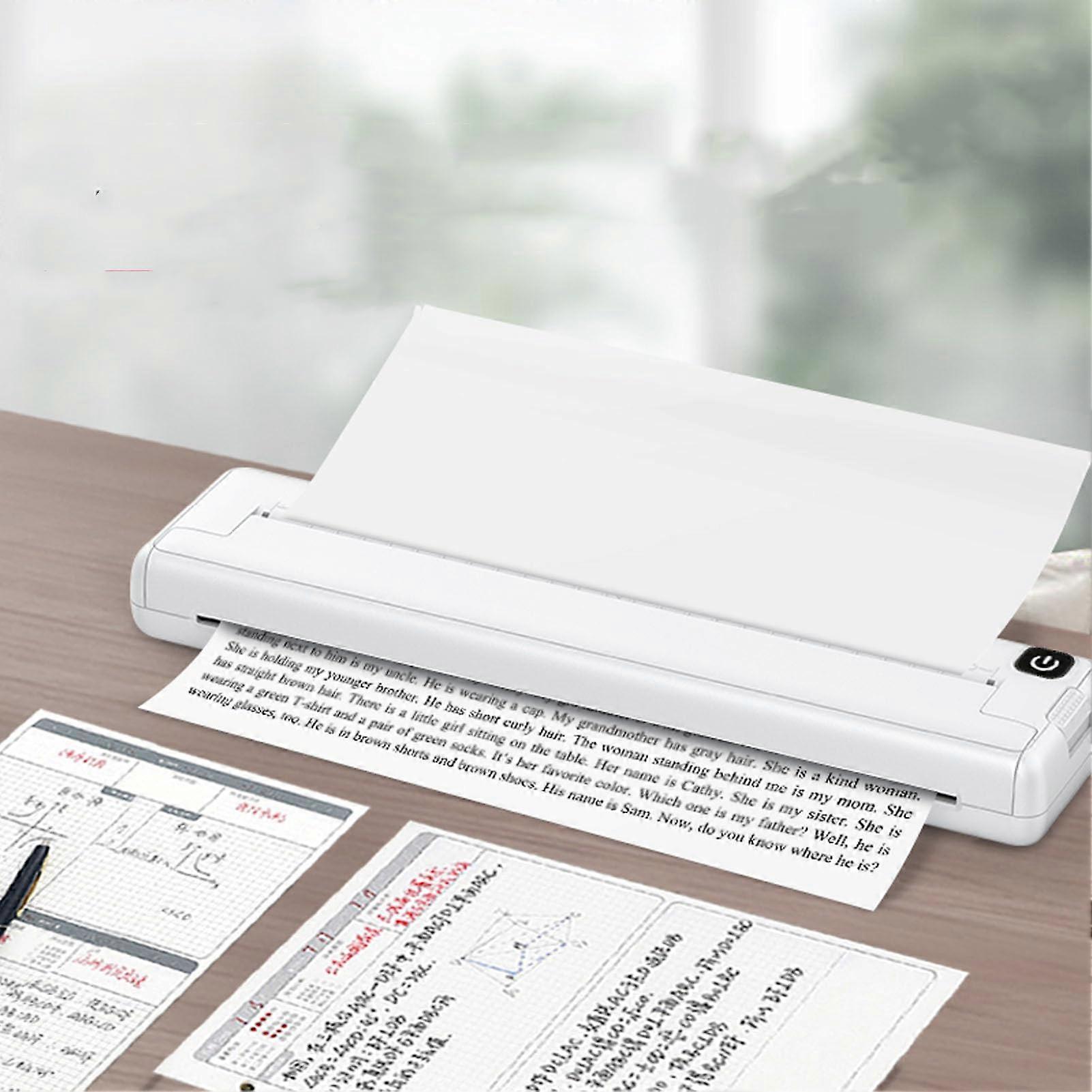 A4 Thermal Printer Portable Rechargeable Inkless 200 DPI 10 mm/s Compact Size 265 x 58 x 32 mm for School Office Use