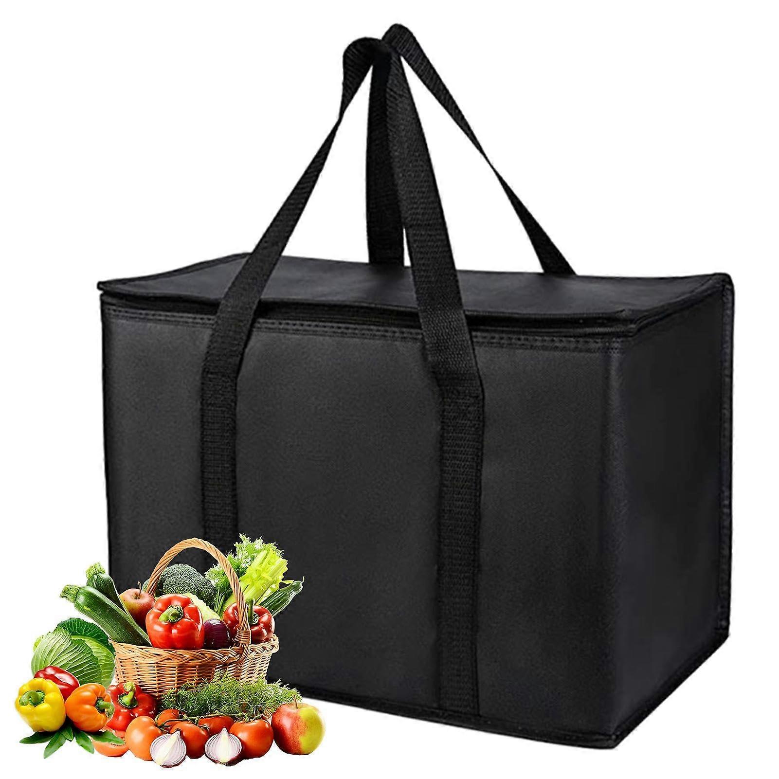 Insulated Lunch Bag, Large Reusable 65L70L, Black