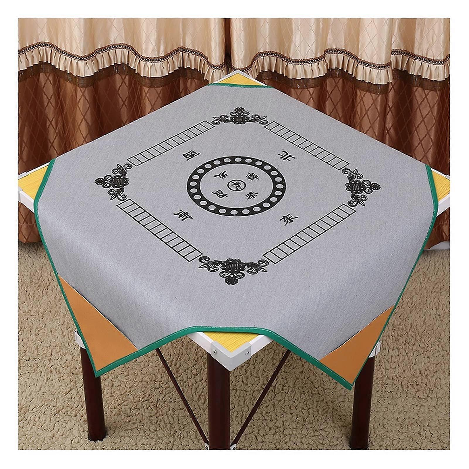 Universal Mahjong Tablecloth 100x100cm Grey High-Grade PU Leather Silent Mat for Board Games and Mahjong