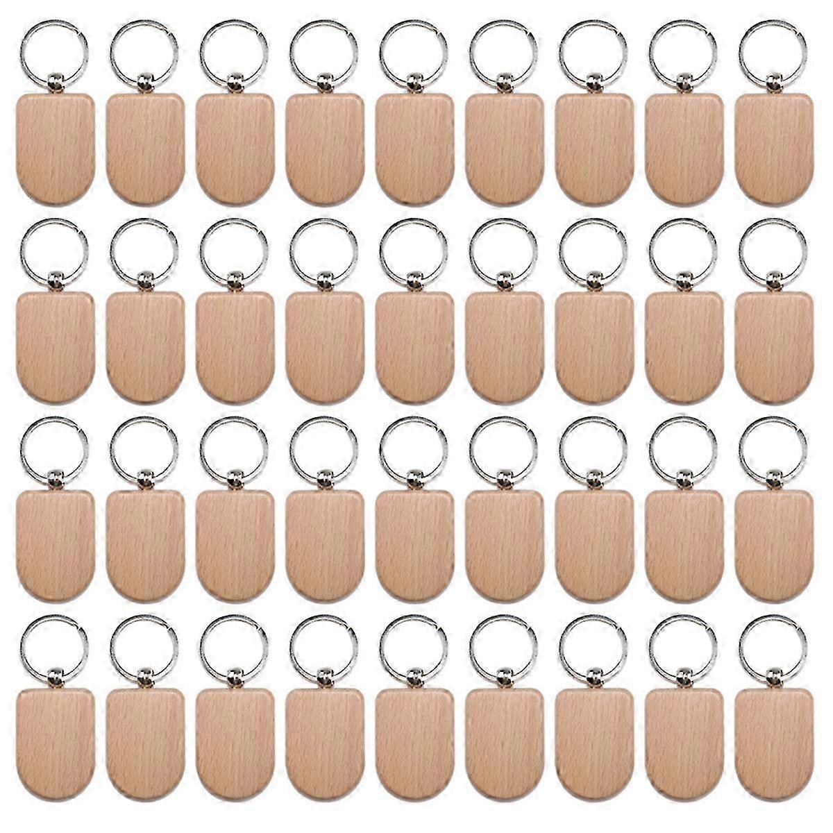 50 Pieces Blank Wooden Key Tag Key Engraving Blanks Unfinished Wood Keychain Key Ring Key Tags for D Edition 0709