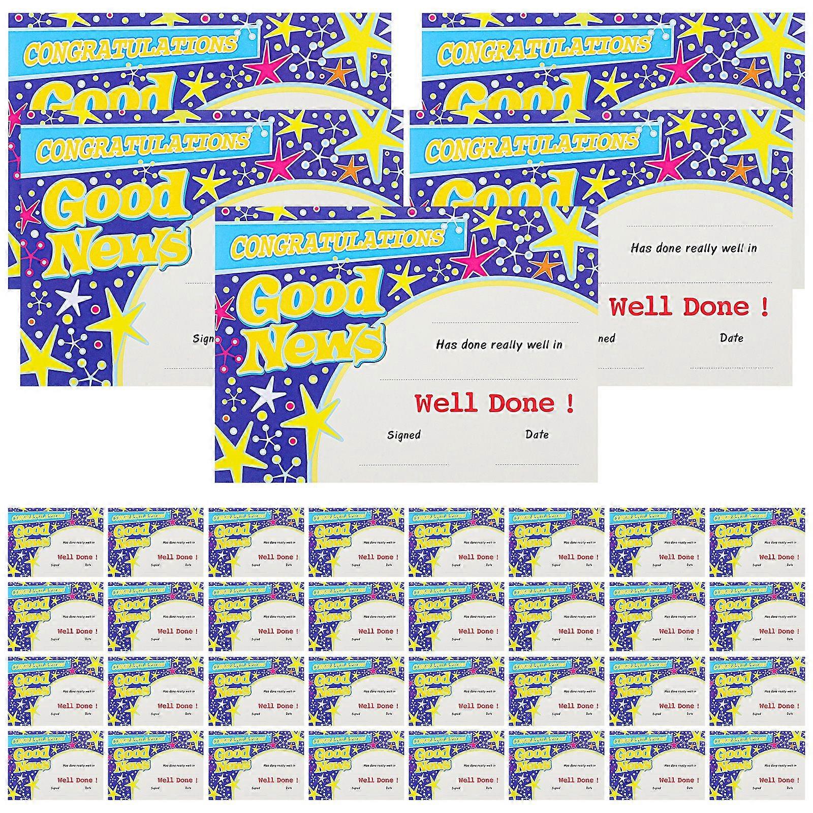100 Sheets of Student Award Certificates Colorful Printing Certificate Paper English Printing Certificates
