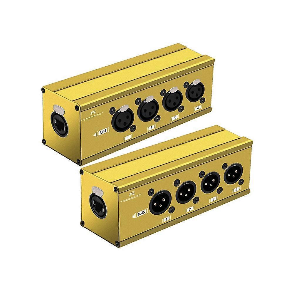 4 Channel Multi Network 3Pin XLR to Ethercon RJ45 Cat5 Ethernet Extender for Live Stage Audio Recording Studio Yellow
