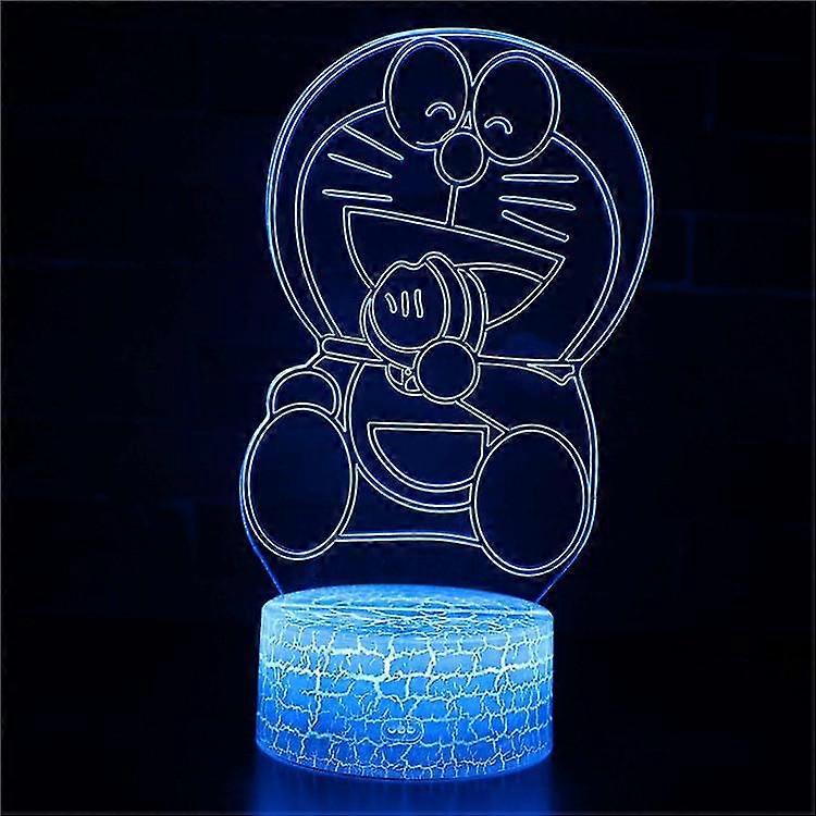 Lampada da notte 3D Touch Light con telecomando - Doraemon Design con 7 opzioni di colore per l'arredamento della camera da letto dei bambini #597
