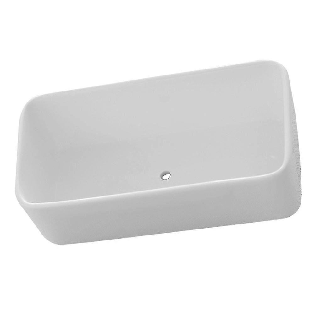 Succulent Flowerpot Ceramic Planter Pot Desktop Decoration Rectangular White 17x8.5cm Drainage 2Pcs