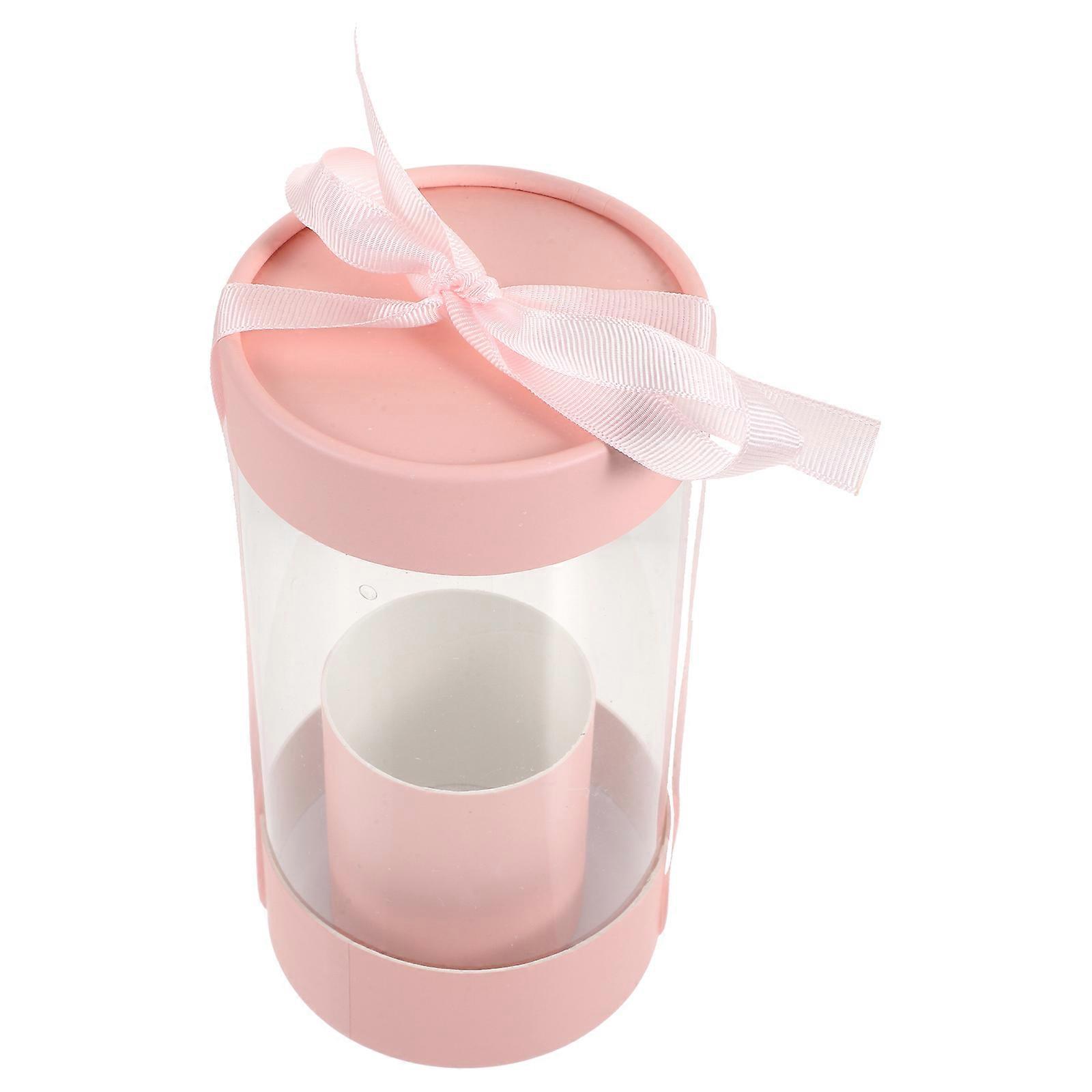 Elegant Transparent Cylindrical Display Box with Floral Pattern for Bouquets – Stylish with Versatile Lid Design