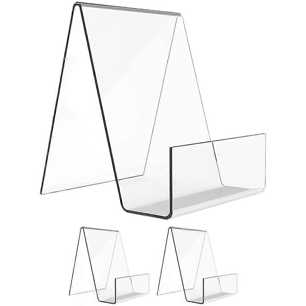 Clear Book Display Stand Acrylic Magazine Display Stands Library Use Transparent 4.13X3.54X2.95in Safe Storage 3Pcs