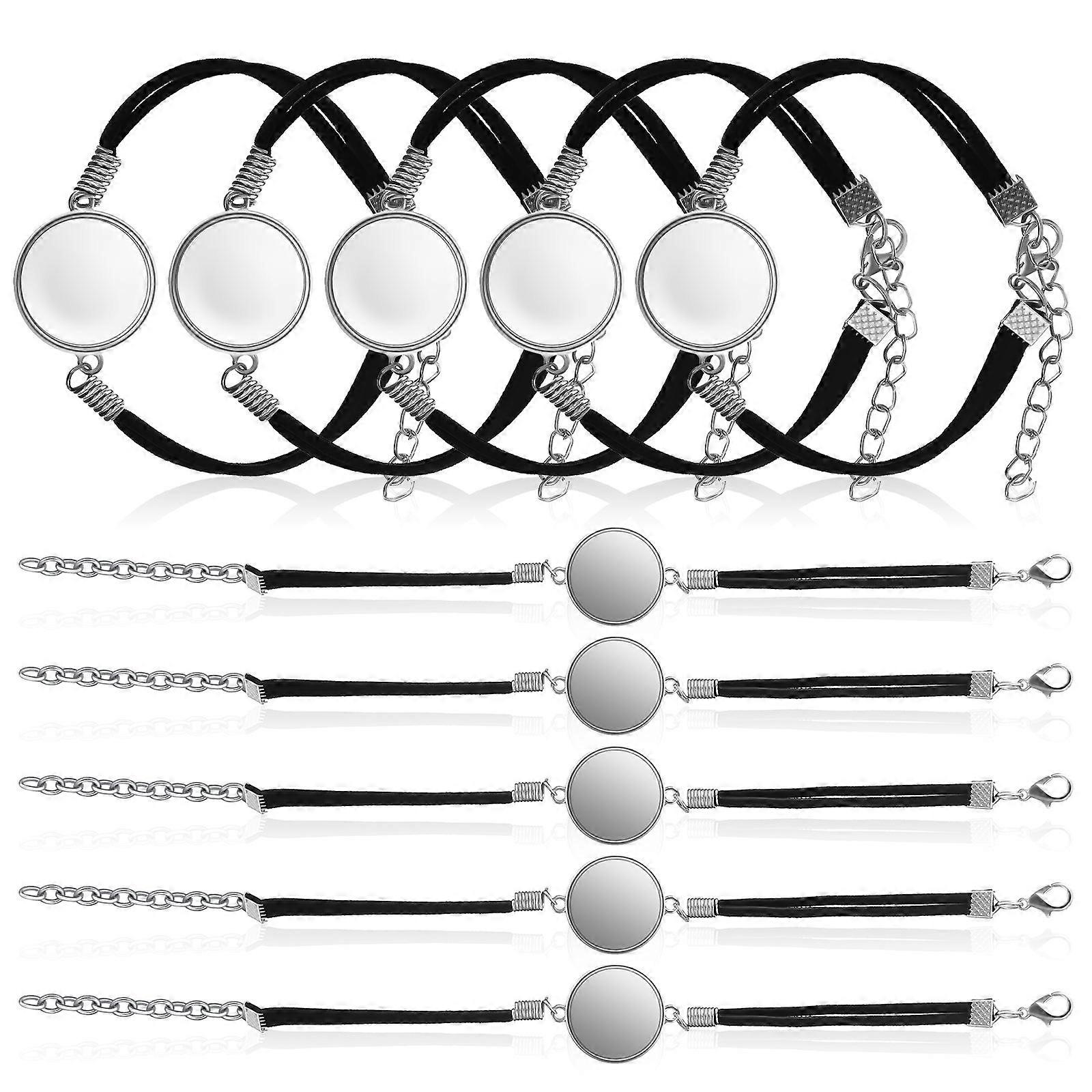 10 قطع حواف سوار DIY مع كابوشون اصطناعي وزجاجي لصنع المجوهرات اليدوية - مجموعة أدوات إكسسوارات الموضة الحرفية